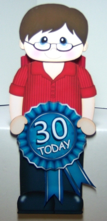 3D On the Shelf Card Kit - Donn is the Birthday Boy with ages 30 - 45 age Rosette Decoupage by Katie Silver