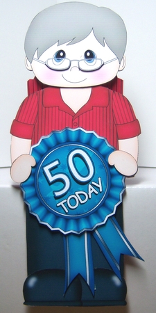 3D On the Shelf Card Kit - Older Man Vance is the Birthday Boy with ages 50 - 70 age Rosette Decoupage by Katie Silver