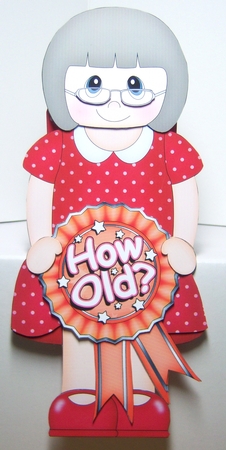 3D On the Shelf Card Kit - Older Lady Fay is the Birthday Girl with ages 50 - 70 age Rosette Decoupage by Katie Silver