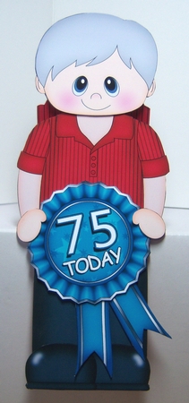 3D On the Shelf Card Kit - Old Man Dwayne is the Birthday Boy with ages 75 - 100 age Rosette Decoupage by Katie Silver