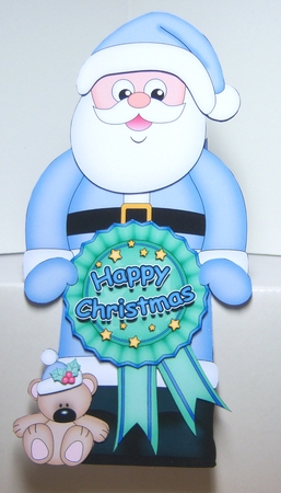 3D On the Shelf Card Kit - Christmas Santa with Seasonal Greetings Rosettes by Katie Silver