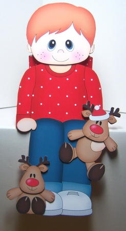3D On the Shelf Card Kit - Christmas Cute Little Toddler with Little Rudy by Katie Silver