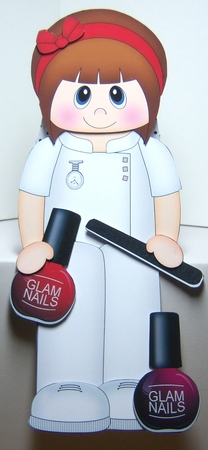 3D On the Shelf Card Kit - Little Glam Nails Nail Technician Candie by Katie Silver