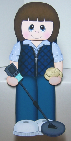 3D On the Shelf Card Kit - Little Treasure Hunter Metal Detectorist Jesica by Katie Silver