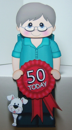 3D On the Shelf Card Kit - Older Man Gerald is the Birthday Boy with ages 50 - 70 age Rosette Decoupage by Katie Silver
