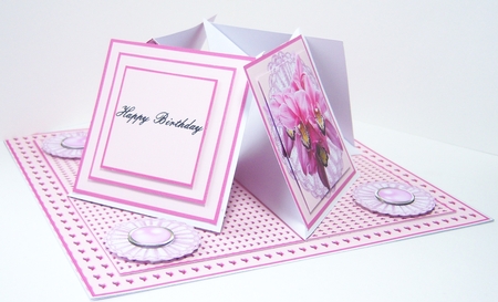 Pink orchid easel quad card. by Katie Silver