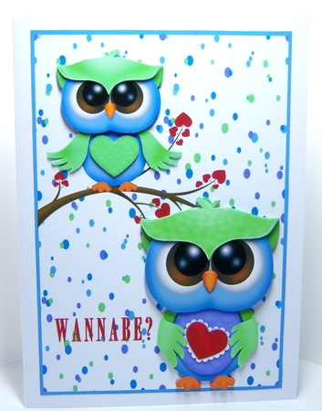 WANNABEE MY VALENTINE LOVE OWLS TOPPER by Katie Silver