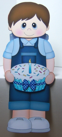 3D On the Shelf Card Kit - Little Toddler Luther is the Birthday Boy with ages 1 - 5 age Birthday Cake Decoupage by Katie Silver