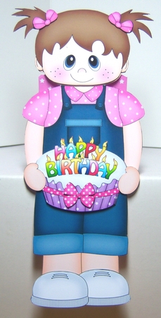3D On the Shelf Card Kit - Little Toddler Justina is the Birthday Girl with ages 1 - 5 age Birthday Cake Decoupage by Katie Silver