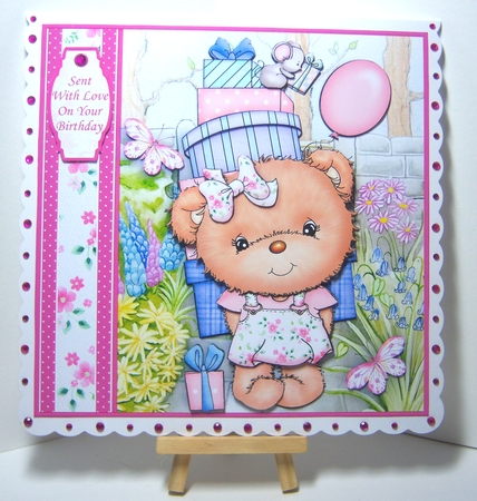 PARTY GIRL BEAR 7.5 Decoupage & Insert Mini Kit  by Katie Silver