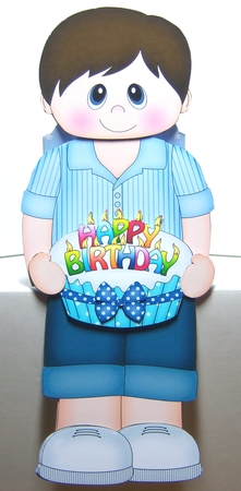3D On the Shelf Card Kit - Little Teen Carey is the Birthday Boy with ages 12 - 17 age Birthday Cake Decoupage by Katie Silver