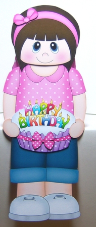 3D On the Shelf Card Kit - Little Teen Roxana is the Birthday Girl with ages 12 - 17 age Birthday Cake Decoupage by Katie Silver