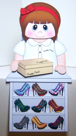 3D On the Shelf Card Kit -  Happy Heels Shoe shop Assistant Shellie by Katie Silver