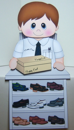 3D On the Shelf Card Kit -  Happy Feet Shoe shop Assistant Bret by Katie Silver