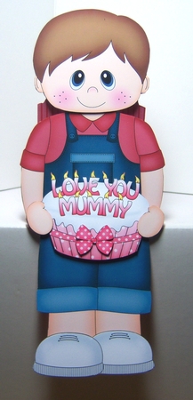 3D On the Shelf Card Kit - Little Toddler Ricky has a Cake for Mum by Katie Silver