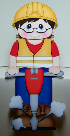 3D On the Shelf Card Kit - Workman Stephen is at work with his Pneumatic Drill by Katie Silver