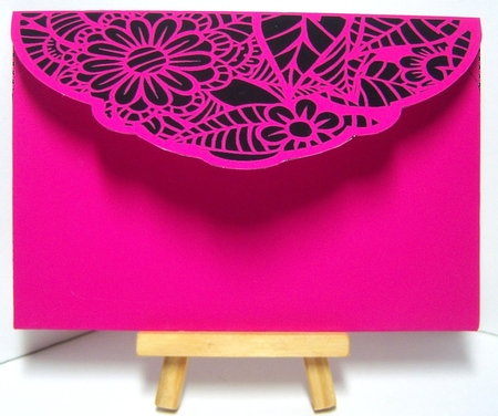 Floral Black Insert - Hot Pink - Gift Voucher Pocket/Money Wallet by Katie Silver