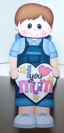 3D On the Shelf Card Kit - Little Toddler Colby has a Heart for Mum by Katie Silver