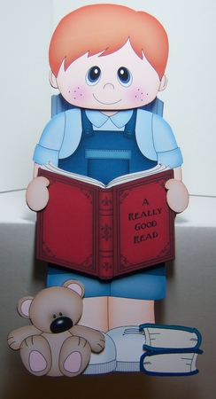 3D On the Shelf Card Kit - Cute Little Toddler Noel is Reading a Good Book by Katie Silver