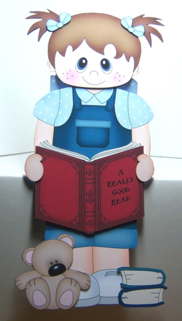 3D On the Shelf Card Kit - Cute Little Toddler Jacci is Reading a Good Book by Katie Silver
