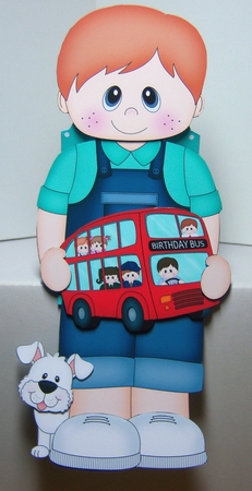3D On the Shelf Card Kit - Cute Little Toddler Junior has a Toy Bus by Katie Silver