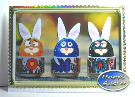 JJ EASTER BUNNY EGGS A5 DECOUPAGE CARD by Katie Silver