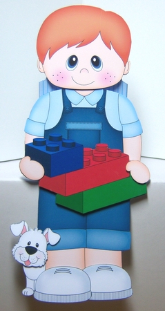 3D On the Shelf Card Kit - Cute Little Toddler Nicky has Building Blocks by Katie Silver