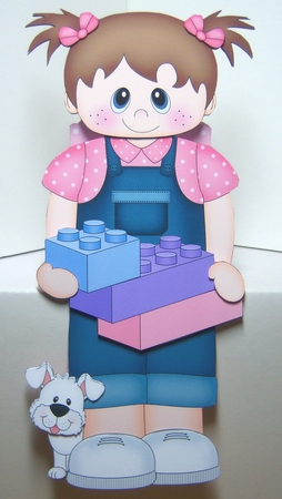 3D On the Shelf Card Kit - Cute Little Toddler Olevia has Building Blocks by Katie Silver