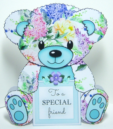 Nissa  - A Frame Floral Teddy Bear Card by Katie Silver