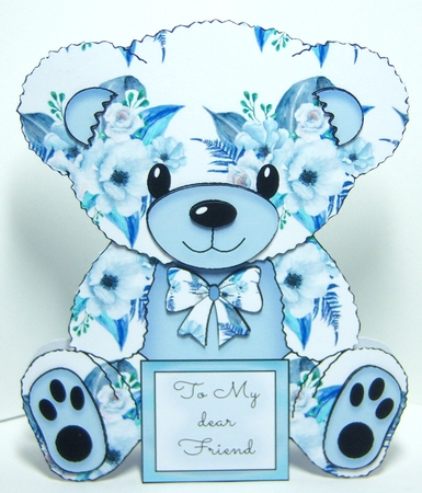Krissy - A Frame Floral Teddy Bear Card by Katie Silver