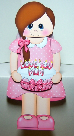 3D On the Shelf Card Kit - Little Teen Rebbekah has a Cake for Mum by Katie Silver