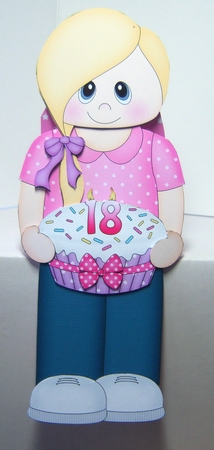 3D On the Shelf Card Kit - Young Lady Kristine is the Birthday Girl with ages 18 - 25 age Birthday Cake Decoupage by Katie Silver