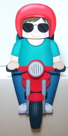3D On the Shelf Card Kit - Teen Chad Rides his Motorbike by Katie Silver