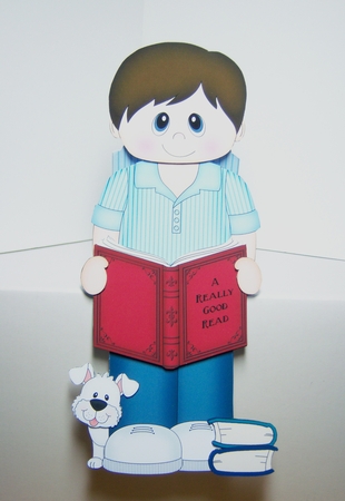 3D On the Shelf Card Kit - Little Teen Glenn is Reading a Good Book by Katie Silver