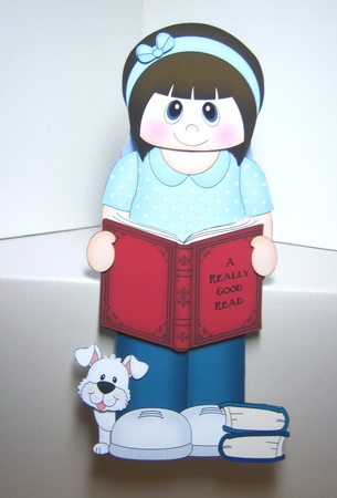 3D On the Shelf Card Kit - Little Teen Avery is Reading a Good Book by Katie Silver