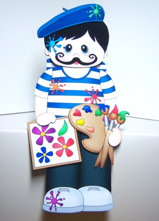 3D On the Shelf Card Kit - Little Artist Lorenzo is painting En Plein Air by Katie Silver