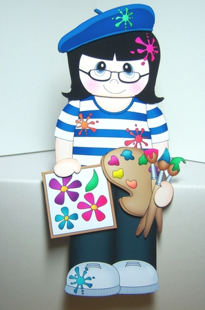 3D On the Shelf Card Kit - Little Artist Charline is painting En Plein Air by Katie Silver