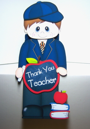 3D On the Shelf Card Kit - Cute Little Schoolboy Filip has an Apple for the Teacher by Katie Silver