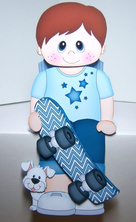 3D On the Shelf Card Kit - Cute Little Boy Tyree has a Skateboard by Katie Silver