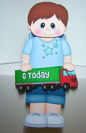 3D On the Shelf Card Kit - Little Boy Otto is the Birthday Boy with 6 - 11 age HGV Lorry Decoupage by Katie Silver
