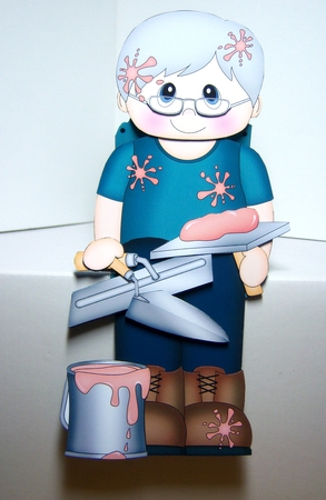 3D On the Shelf Card Kit - Old Plasterer Parker is ready for work  by Katie Silver