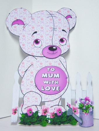 Teddy Bear Mischief A Frame  Mothers day Card - Pink by Katie Silver