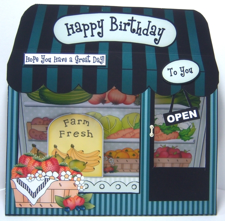 3D Shoppe Window Pop Up Card Kit -  Farm Fresh Produce Farm Shop by Katie Silver