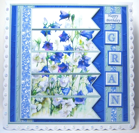 BLUE FLORAL BELLS 7.5 Alphabet and Age Quick Card Kit Create Any Name by Katie Silver
