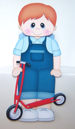 3D On the Shelf Card Kit - Cute Little Toddler Braydan has a Toy Scooter by Katie Silver