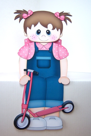 3D On the Shelf Card Kit - Cute Little Toddler Amari has a Toy Scooter by Katie Silver