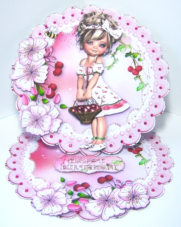 Sweet Little Cherry Picker Scalloped Round Easel Card Mini Kit by Katie Silver