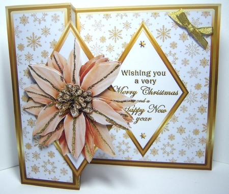 Diamond fold back  Gold Poinsettia with snowflakes by Katie Silver