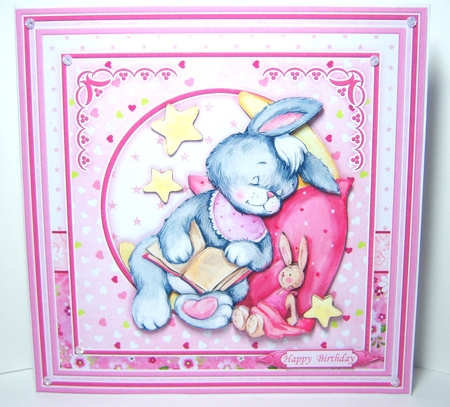 BABY GIRL SLEEPY BUNNY 8x8 Decoupage & Insert Mini Kit by Katie Silver