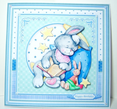 BABY BOY SLEEPY BUNNY 8x8 Decoupage & Insert Mini Kit by Katie Silver
